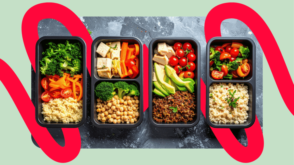 masă healthy / meal prep / salată + proteine Program 75 zile cu Mihaela Dragomir